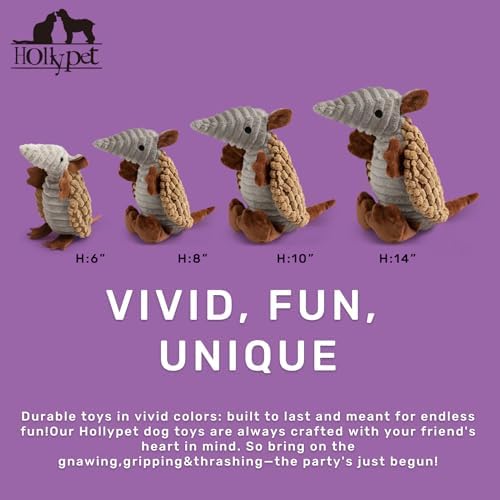 Hollypet Armadillo Squeaky Puppy Dog Toys for Small Medium Dogs, 8"