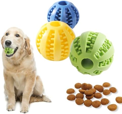 Interactive Dog Toys, Dog Puzzle Ball, Pet Chew Relieves Anxiety, Cleans Teeth,Dog Toys to Keep Them Busy,Outdoor Dog Entertainment for Small and Medium Dogs (3 Pcs)