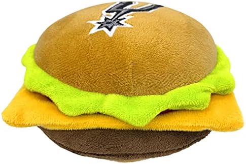 Pets First NBA San Antonio Spurs Cheese Burger Plush Dog & CAT Squeak Toy - Cutest Stadium HAMBERGER Snack Plush Toy for Dogs & Cats with Inner Squeaker & Beautiful Basketball Team Name/Logo