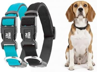 Dog Collar Bundle for Small Dogs | Includes Small Turquoise (Width- 5/8", Neck - 8"-12") & X-Small Black (Width- 3/4", Neck - 10.5"-14.5") | Adjustable No-Choke Dog Vest with Lightweight Ref