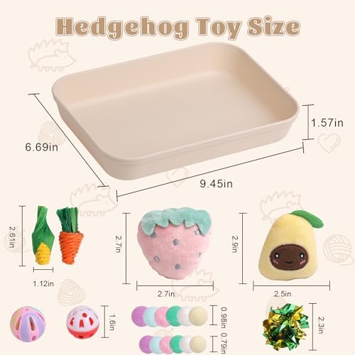 Hedgehog Accessories, Dig-Box Tray for Hedgehog Cage with Ball Toy, Small Animal Accessories Funny Dig-Box Tray Toys for Hedgehogs, Ball Bell Toy for Ferret Kitten Cat Hamster (Colorful)