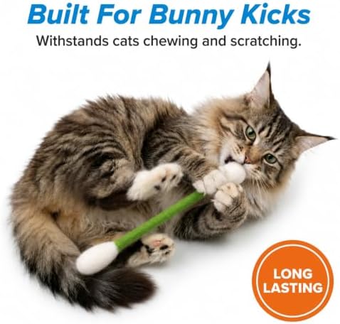 Glaciart One XXL Swabs Cat Toys with Catnip - 2 Pk | Durable for Chew, Cute Cat Toys Interactive Kitty for Boredom, Exercise, & Play | Filled w/Organic Catnip for Anxiety & as Digestive Aid