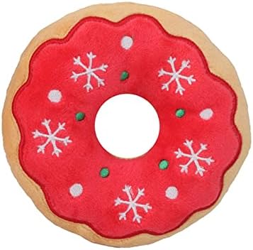 Dog Squeaky Toy Interactive Train Supplies Cloth Reduces Destructive Suitable for Small Medium Large Dog Pets, Red Donut