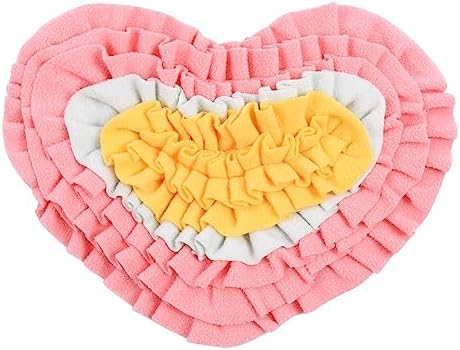 Vedem Small Animal Snuffle Mat Fleece Foraging Mats Interactive Feeding Toy Rabbit Guinea Pig Rat Hamster Anti Slip Treat Dispenser (Heart)
