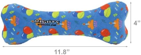 MIGHTY Tuffy 2 Pack Bone Dog Toy: Ultra Durable Plush Toy with Multiple Layers & Reinforced Seams, Washable and Floats, Vinyl Bone & Fleece