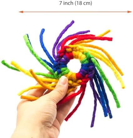 Glaciart One Wool Spider Cat Toy w/Catnip - Soft Fuzzy Enrichment 100% Natural Wool, Interactive Play Cat Toy Set - Safe for Pets, Non-AZO Colored Dyes