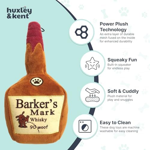Huxley & Kent Power Plush Squeaky Dog Toy, Barker's Mark, Large