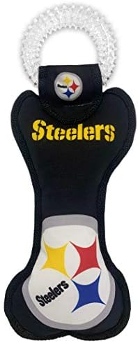Pets First NFL Pittsburgh Steelers Dental Dog TUG Toy with Squeaker. Tough PET Toy for Healthy Fun, Teething & Cleaning Pet's Teeth & Gum., Team Color, one Size (PIT-3310)
