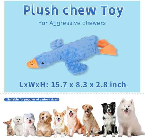 Stuffed Chew Large Dog Toys to Keep Them Busy, for Small, Medium, & Large Dogs, Squeaky Pet Toy for Boredom, Blue Goose