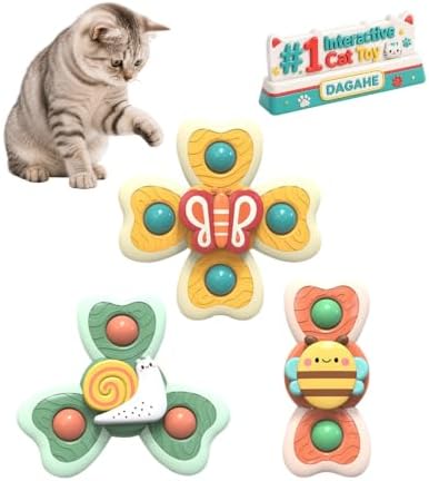 Cat Suction Cup Spinner Toy 3PCS Strong Suction 360° Spin Stick Anywhere