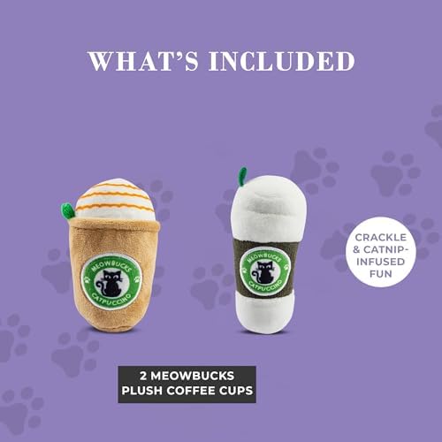 Haute Diggity Kitty Meowbucks Catpuccino Set, Soft Plush Cat Toys