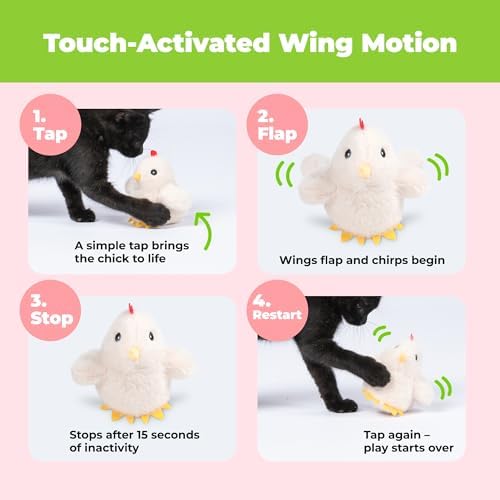Best Pet Supplies Catify Interactive Flapping Cat Toy - Chick, Beige