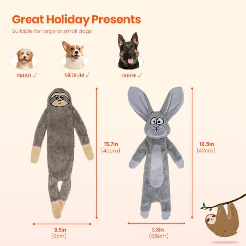HGB No Stuffing Squeaky Dog Toys, Crinkle Plush Dog Toys to Keep Them Busy