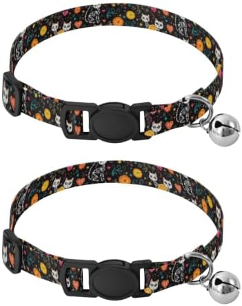 Skeleton Cats Black Kitten Collars 2 Pack for Puppies Adjustable Length 10.6" to 17.1"