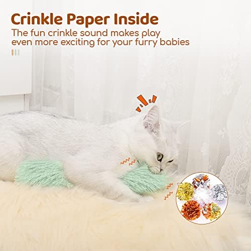 Potaroma Cat Toys Pillows, 3 Pack, Catnip Inside, Indoor Interactive Fun | Crinkle Sound, Soft Durable, Kitten Kicker, Promotes Kitty Exercise