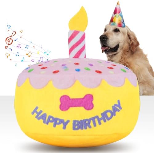 Dog Birthday Cake Toy, Larger Birthday Gift with Music Box