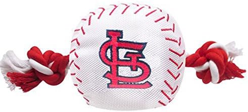 MLB SAINT LOUIS CARDINALS Baseball Rope Toy for DOGS & CATS. Tough nylon, Sporty Baseball Design, Heavy-duty ropes with Inner SQUEAKER