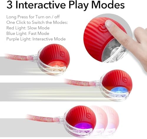 Elegancy Speedy Tail 2.0 Interactive Cat Toy | Speedy Ball Cat Tail Automatic Rolling Ball Toys for Indoor Cats Dual Speed Control Pet Toys (Red)