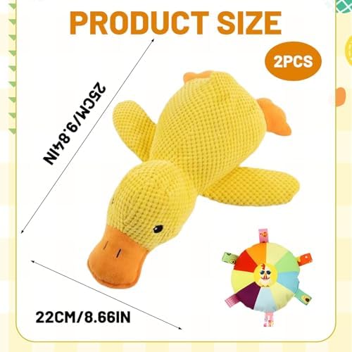 Squeaky Yellow Duck Dog Toy, Indestructible Plush Chew Toy for Small Medium Large Dogs, Durable Floppy Duck Toy to Reduce Anxiety & Destructive Behavior