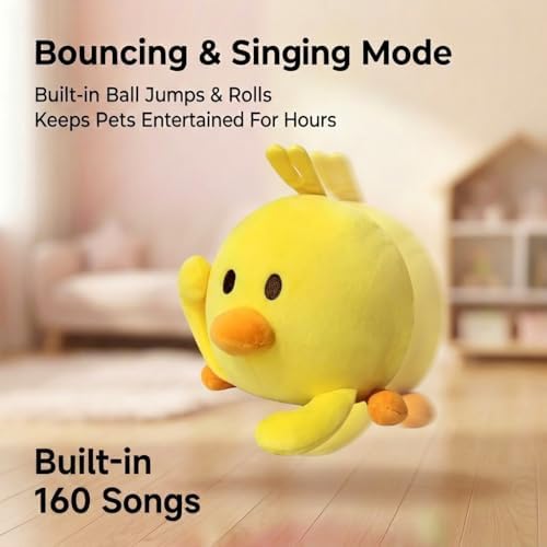 Interactive Talking Dog Toy with Voice Recording & Singing, Cute Duck Plush Moving Bouncing Pet Toy, USB-C Rechargeable Funny Dog Toy for Dogs & Cats