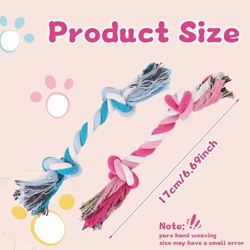 8 Packs Puppy Rope Knot Toy - Multi Color Chew Toys for Small and Medium Dogs - Cotton Teething Tug With 2 Knots