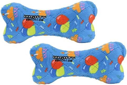 MIGHTY Tuffy 2 Pack Bone Dog Toy: Ultra Durable Plush Toy with Multiple Layers & Reinforced Seams, Washable and Floats, Vinyl Bone & Fleece
