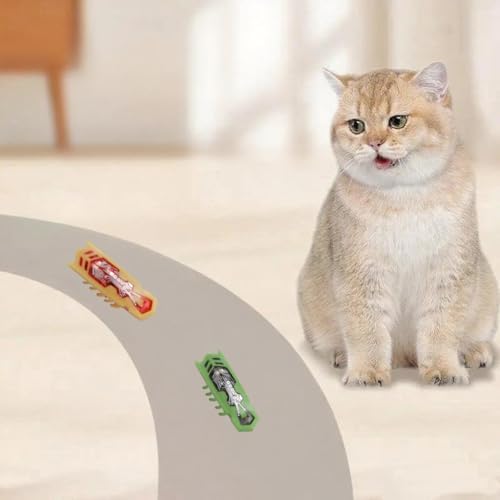 Cat Interactive Teaser Toys 2PCS Electric Moving Beetle Mini Electric Robot Beetle Electric Funny Interactive Toy Heal Loneliness for Cat Kitten Replaceable Battery (Green+Orange)