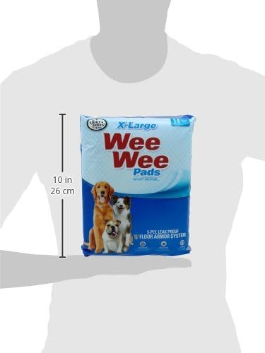 Four Paws Wee-Wee Superior Performance X-Large Dog Pee Pads, 14 Count | Puppy & dog potty training pads, housebreaking supplies, xl puppy pads, pet supplies, 24-hour floor protection, 28" x 34"