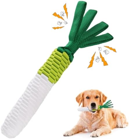 LIFLIX Dog Rope Toy, Tug of War Dog Toy, Cute Carrot Dog Toy with Crinkle Paper Tags, Radish