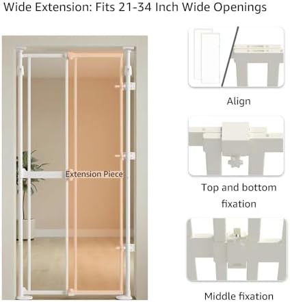 unipaws 75" H Transparent Cat Safety Gate, Auto Closing and No Drilling | Fit for 75"-98" Height and 21"-34" Wide Opening, Extra Tall Cat Door for Doorway, Stairs