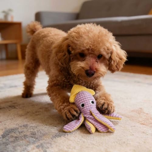 Ocean Plush Dog Toys, Squeaky Chew Toys for Puppy - Squid