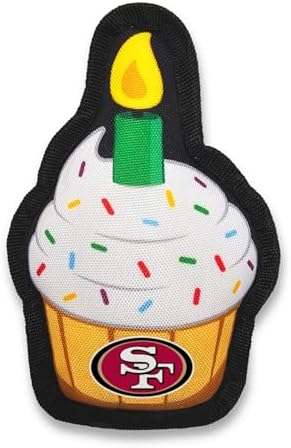 NFL SAN Francisco 49ERS Dog Birthday Party Set 10pcs with 1 Football Bandana Large/X-Large, 1 Crown Hat, 1 Banner, 1 Birthday Cake Toy & 6 B-Day Balloons, Dog Birthday Set, Costume, Fun Doggie Pawty