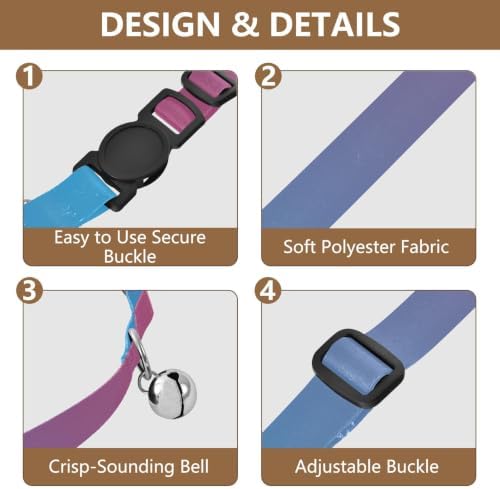 Blue Gradient Pet Collars 2 Pack Collar for Kitten Adjustable Length 10.6" to 17.1"