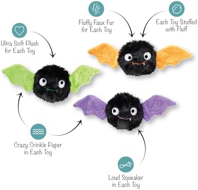 Fringe Studio Small Plush Dog Toy Set, Let's FANG Out, 3 Piece Set, PetShop Collection (662070)