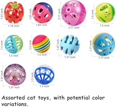 10 Pack Cat Jingle Balls Assorted Plastic Play Toys for Indoor Kittens