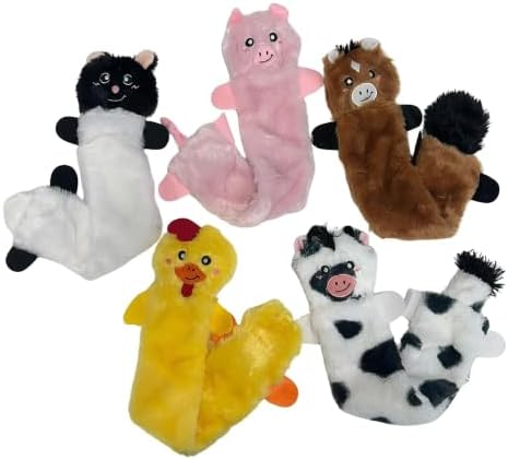 ZippyPaws Skinny Peltz - No Stuffing Dog Toys, 5-Pack, Farm Animal Variety
