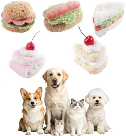 5Pcs Plush Pet Toy, Realistic Food Shaped Chew Toy for Cat, Relieve Boredom (5)