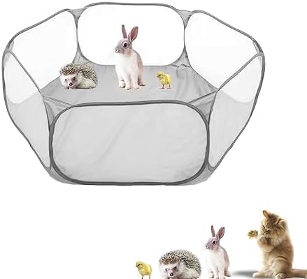 Small Animals Playpen, Portable Pop-up Open Interactive Pet Tent, Indoor Outdoor Fence for Rabbits, Guinea Pig, Hamster, Chinchillas, Kittens, Puppies