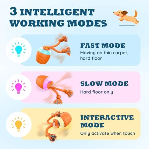 Interactive Dog Toys - Motion Activated Balls for Medium/Large Dogs, Automatic Moving Dogs Toy for Boredom, Interactive Dog Ball to Keep Them Busy(Light Orange)