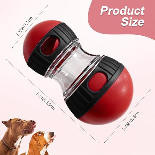 Interactive Dog Treat Dispensing Toy, Adjustable Puzzle Feeder Ball for Slow Feeding & Mental Stimulation, Rolling Enrichment Toy to Keep Dogs Busy Indoors (Red)