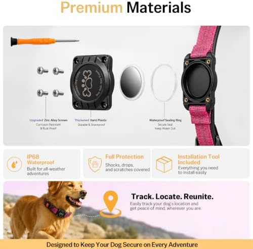 Geamen Waterproof Dog Collar QR Code Reflective Collar HotPink XL | Built-in Waterproof Holder, QR Code Tag, Reflective,Secure Buckle