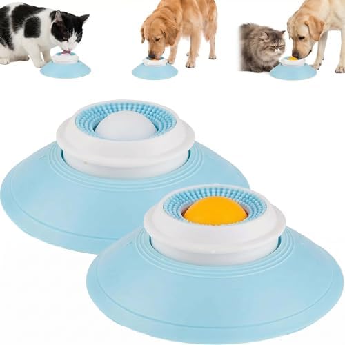 Dog Cat Lick Sphere Slow Feeder for Liquid Food & Peanut Butter,Interactive Licksphere for Dogs Anxiety Relief,Non-Slip Licking Bowl Enrichment Toys to Healthy Diet Food Container for Dog Cats