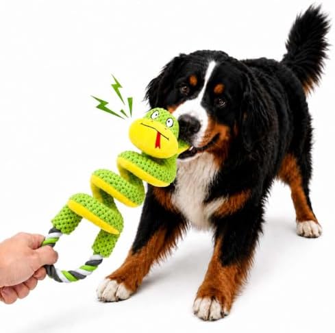 Dog Toys for Aggressive Chewers Squeaky Toys with Pull Rope Plush Tug (A)