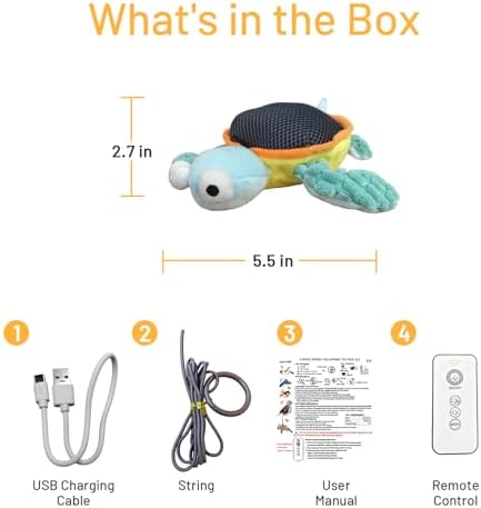 Puffluv Flapping Cat Toy,Can NOT Fly Rechargeable Interactive Turtle with Remote, Auto Beating Wings & Chirping 3 Modes, with Tpye-c and Catnip for Indoor Kitten Fun & Exercise