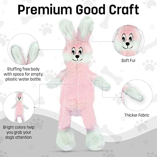 FGA MARKETPLACE Pink Rabbit Dog Toy Flat NO Stuffing NO Squeak, Funny Style Will Entertain Your Pet for Hours, Recommended for Small and Medium Dog 21 INCH Long