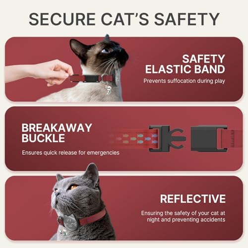 AirTag Cat Collar, Reflective Breakaway Collar, Hidden Holder with Bell | Compatible with Apple AirTag 1st & 2nd Gen, Lightweight Water-Resistant Strap for Cats, AirTag Not Included