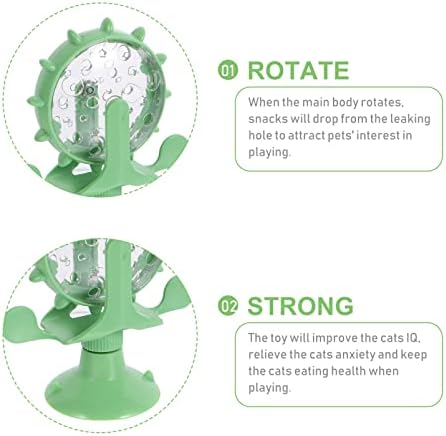 DOITOOL Windmill Cat Toy Cat Treat Dispenser Toy Interactive Cat Toy Slow Feeder Dog Food Dispenser Pet Treat Feeder 360 Degree Rotating Windmill Toys with Suction Cup, Green