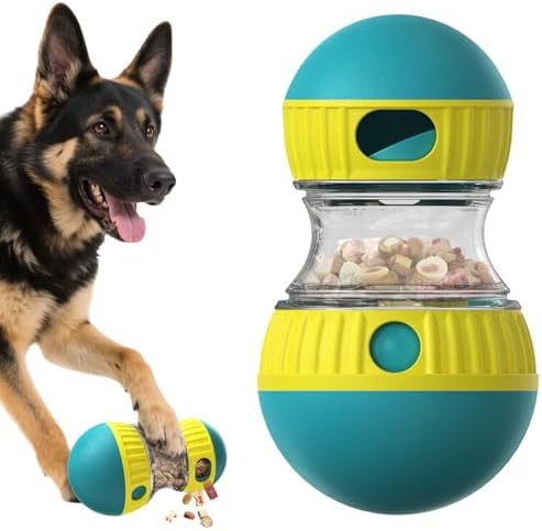 Interactive Food Puzzles Ball for Dogs, Adjustable Treat Dispensing Dog Puzzles Feeder Slow Feeding to Keep Them Busy,Stimulating Dog Toys Suitable Mediu and Larger Dogs（XL Blue）