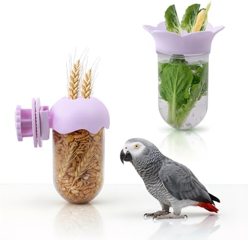 2 PCS Bird Food with Water Storage Design, Hanging Birds Feeder (Purple)