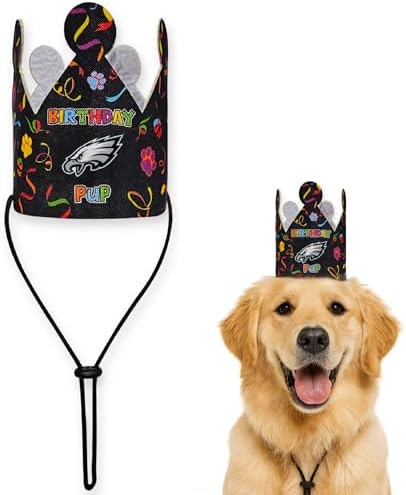 NFL Philadelphia Eagles Pet Birthday Crown, NFL Dog Birthday Party Set and Costume, Licensed Dog & Cat Birthday Party Hat, Football Team Costume Accessory, Pet Celebration Outfit
